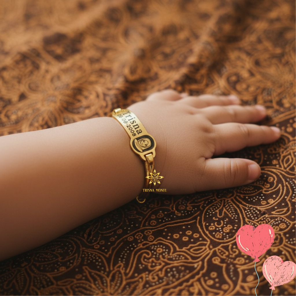 Adjustable free gelang monel !!! gelang karakter ukir nama size anak sampai dewasa motif kartun muslimah