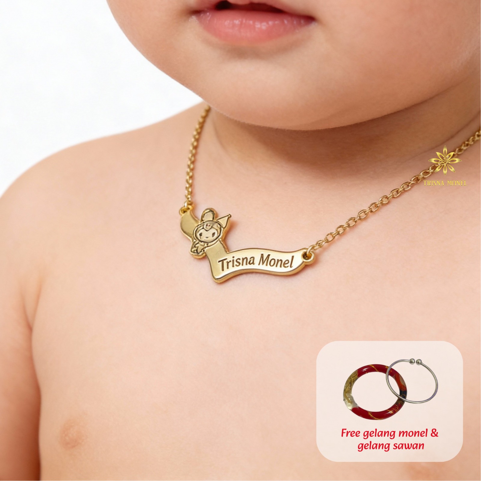 GRATIS GELANG MONEL & GELANG SAWAN !!! Kalung custom nama gold dan silver motif Melody