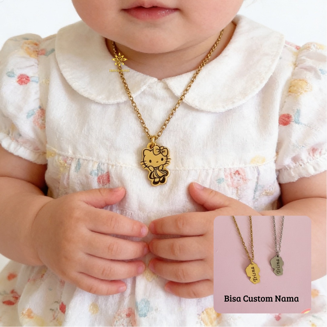 Kalung Liontin Custom Nama Premium Size Bayi Sampai Dewasa Motif Hello Kitty