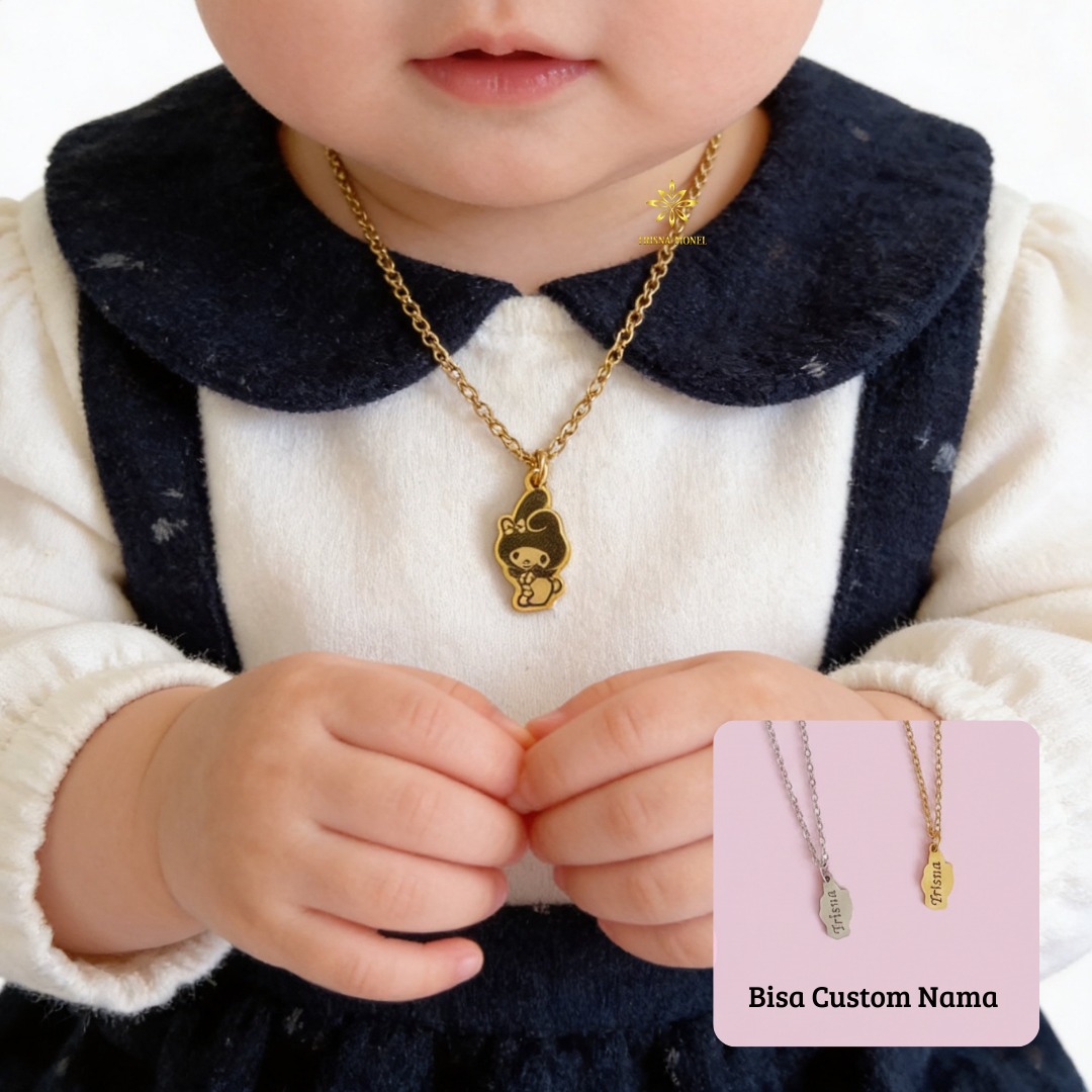 Kalung Liontin Custom Nama Premium Size Bayi Sampai Dewasa Motif Panda