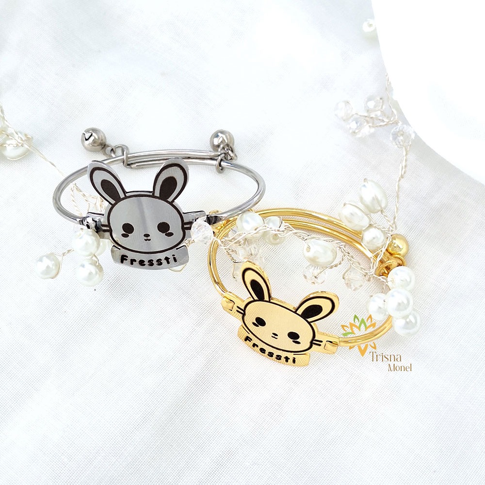 FREE GELANG MONEL !!! gelang custom nama kekinian motif kelinci