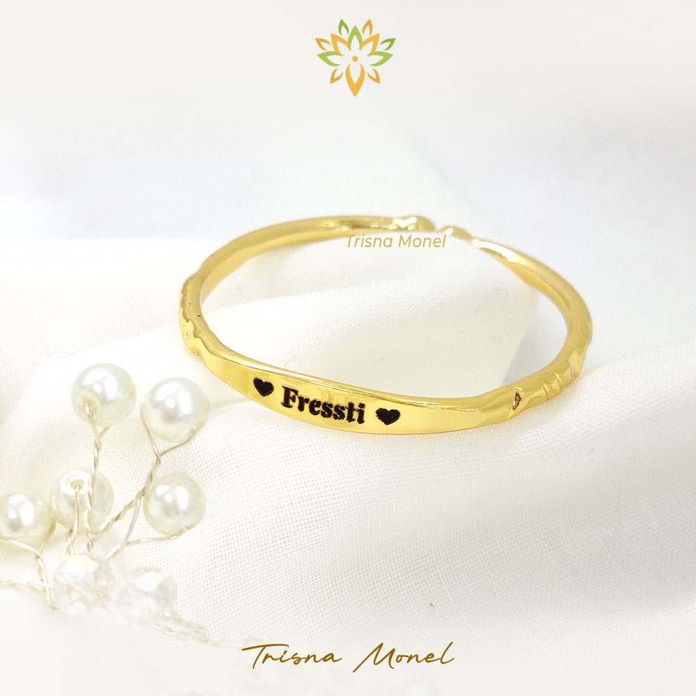 UKIR NAMA !!! Gelang anak motif tribusono kuningan sepuh emas