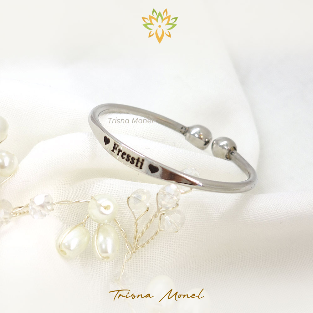 Gelang Monel Anti Step Anak Ukir Nama Silver