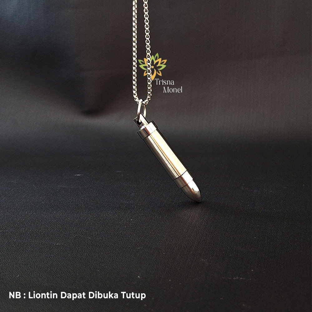 KALUNG PRIA KEKINIAN LIONTIN BUKA TUTUP MOTIF PELURU