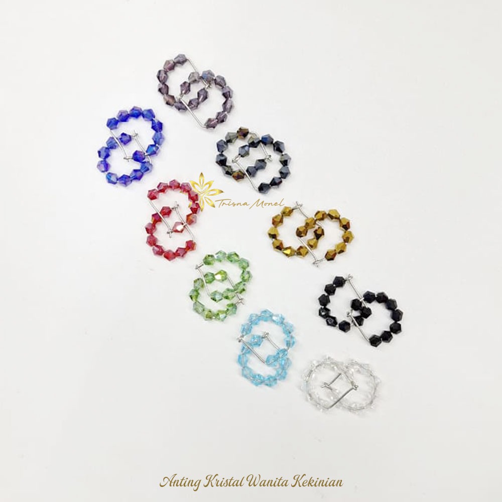 Anting Kristal Murah Bahan Monel Asli