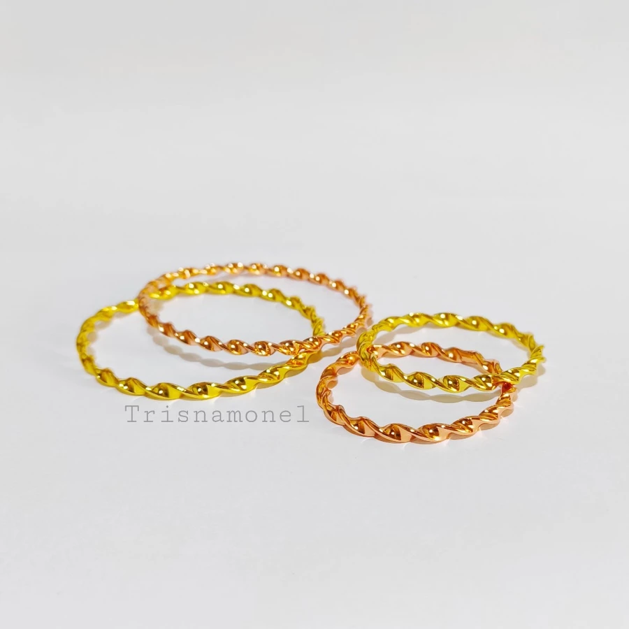 GOLD & ROSE GOLD !!! gelang motif untir pipih size bayi sampai dewasa