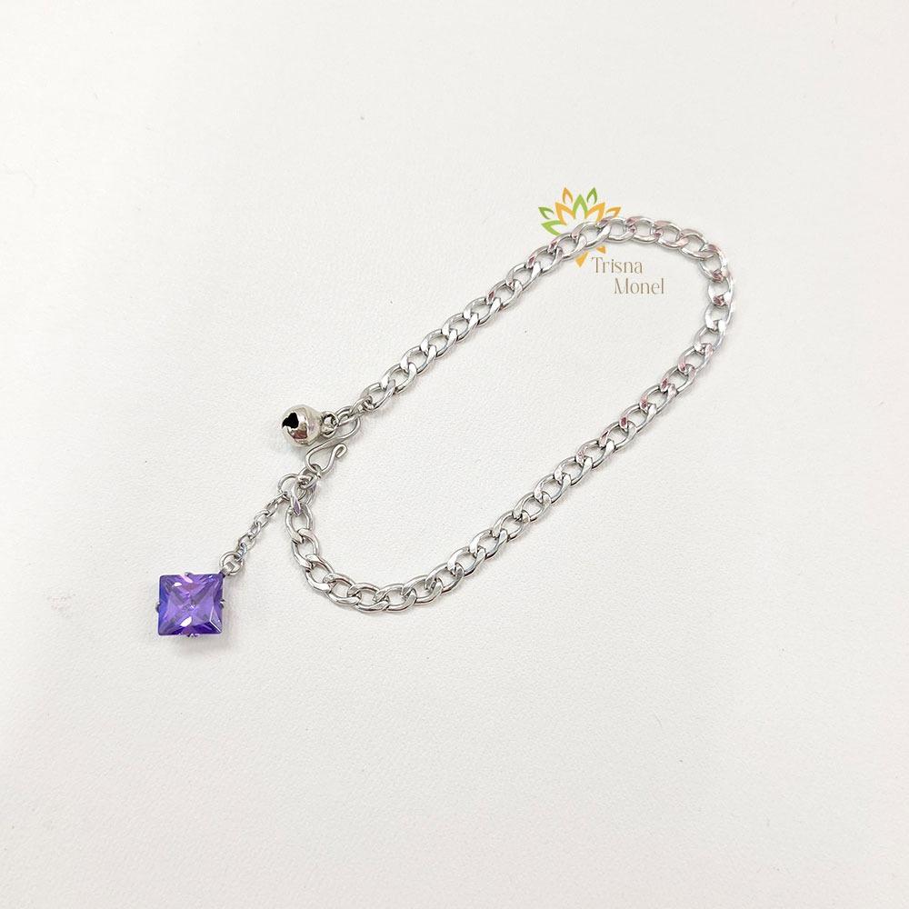 GELANG RANTAI TITANIUM DIAMOND MOTIF KOTAK SIZE BAYI SAMPAI DEWASA