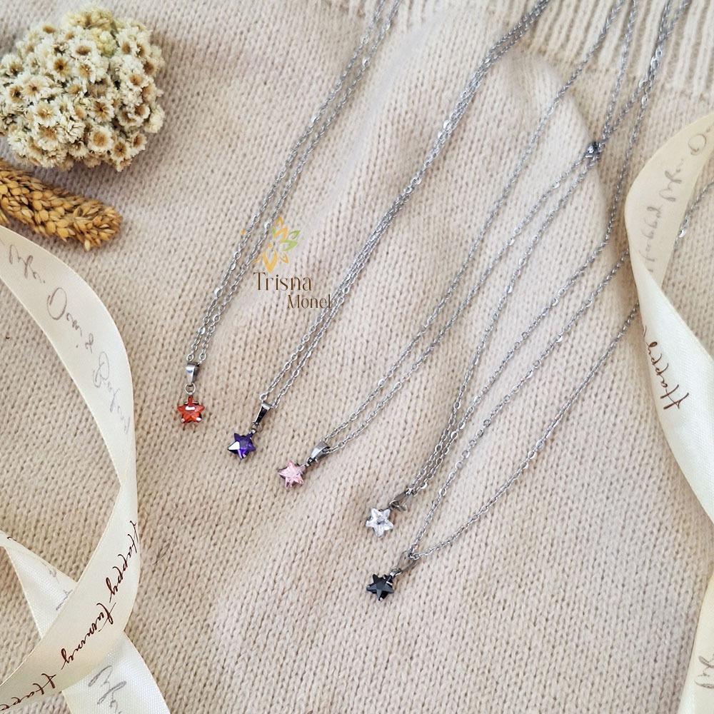 KALUNG TITANIUM SIZE ANAK SAMPAI DEWASA LIONTIN DIAMOND MOTIF BINTANG