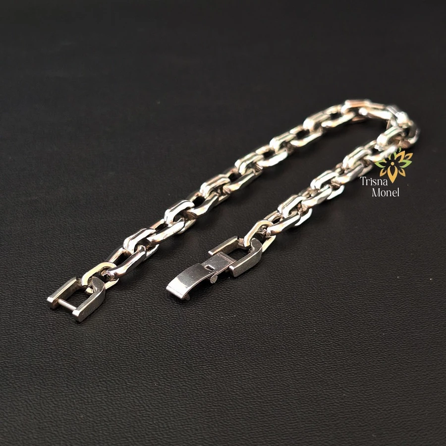 GELANG MONEL ASLI PRIA DAN WANITA MOTIF RANTAI NORI DOBEL 2,5 ML ANTI KARAT