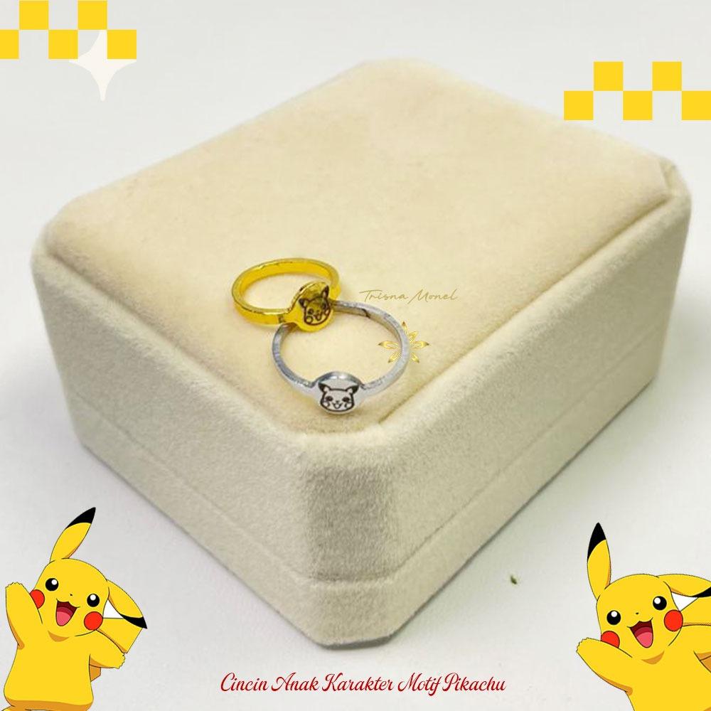 BAYI & ANAK !!! Cincin karakter gold dan silver motif pikachu