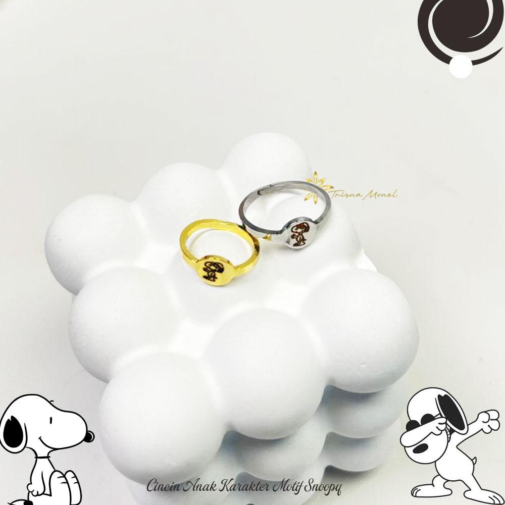 BAYI & ANAK !!! Cincin karakter gold dan silver motif snoopy