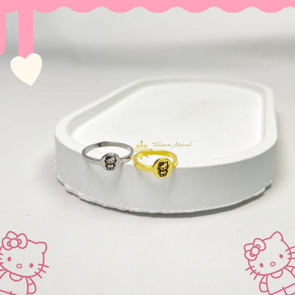 BAYI & ANAK !!! Cincin karakter gold dan silver motif Hello Kitty