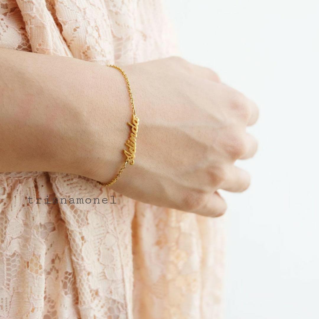GELANG NAMA LAPIS WARNA KUNING EMAS DAN SILVER KEKINIAN