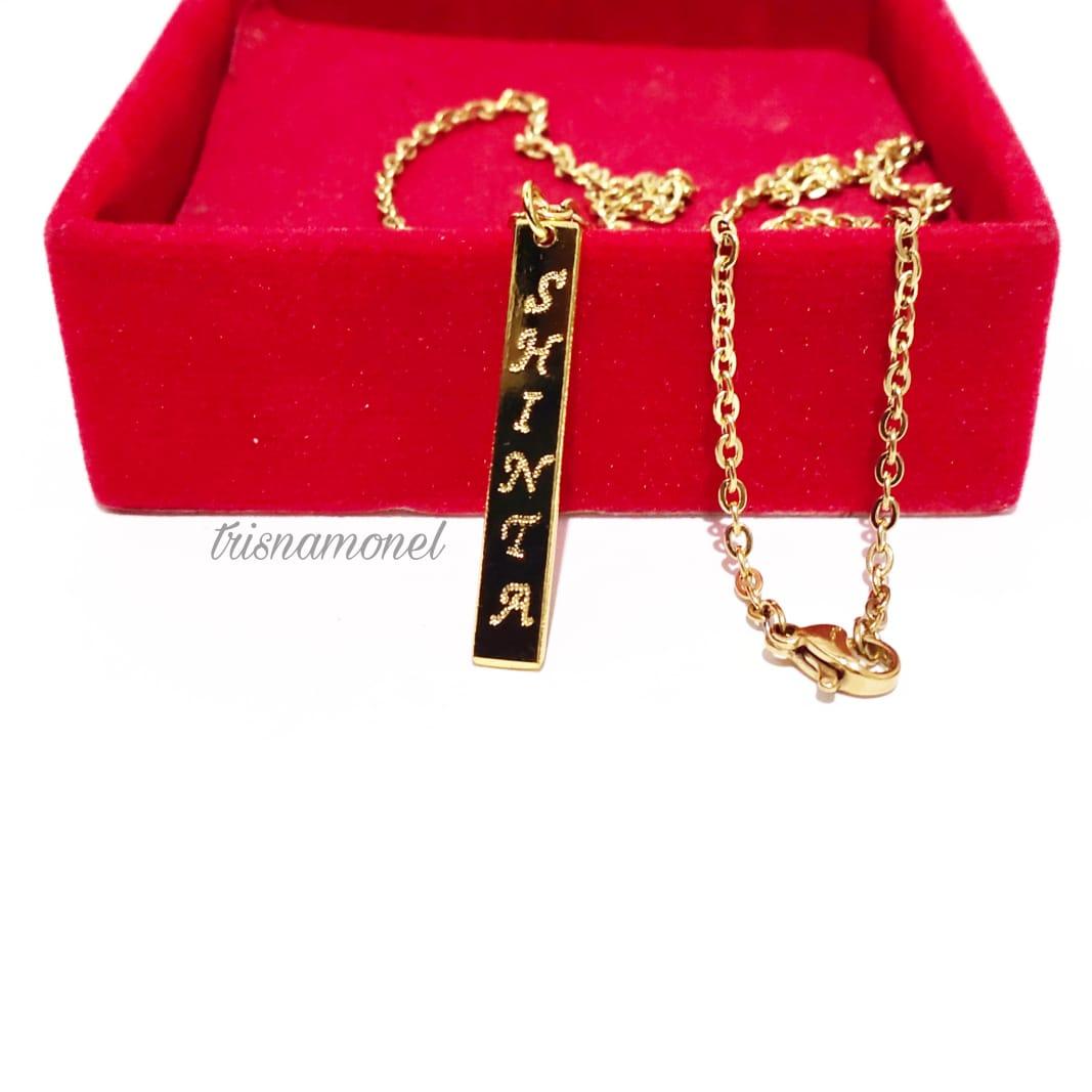 TERLARIS KALUNG UKIR NAMA MOTIF PLAT KOTAK