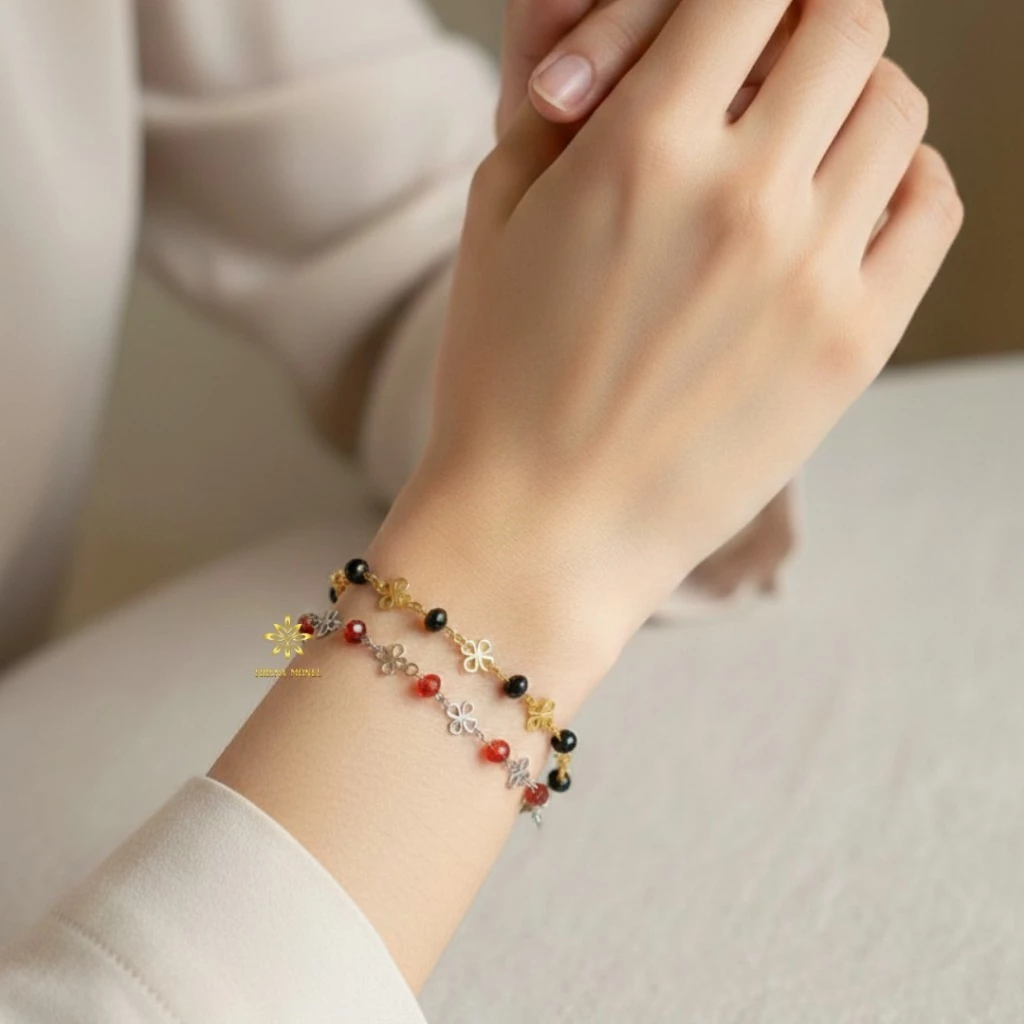 Gelang kristal ceko motif Bunga - Perhiasan wanita dewasa elegan