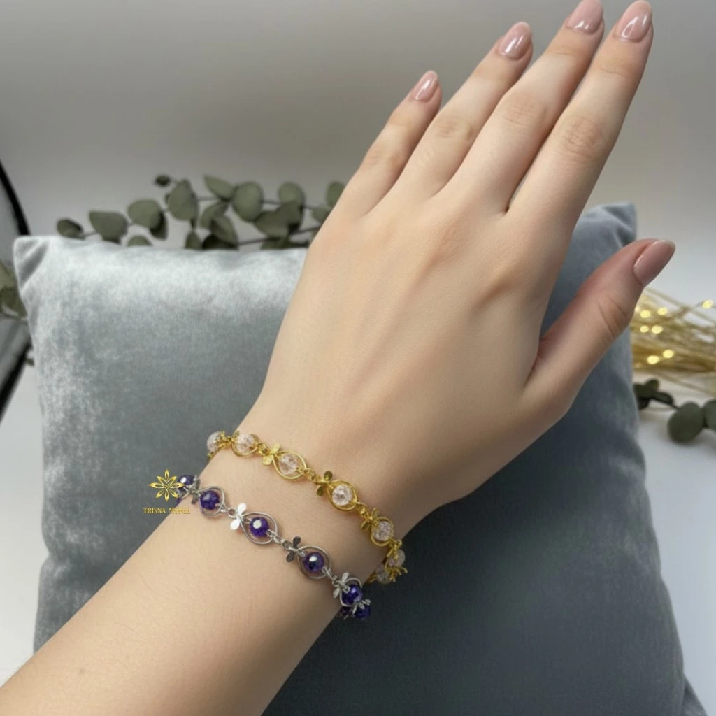 Gelang kristal ceko motif cumi ukir - Perhiasan wanita dewasa elegan
