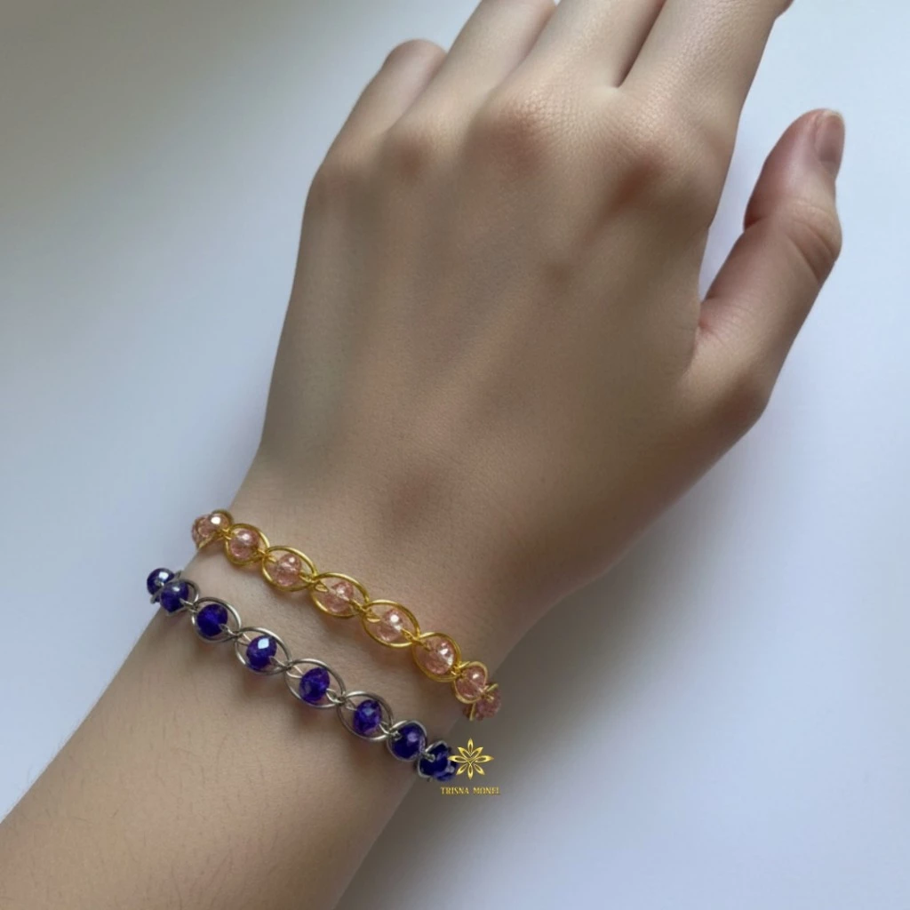 Gelang kristal ceko motif Gelombang - Perhiasan wanita dewasa elegan